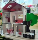 Doll House With Furniture Set Large Wooden Dollhouse Gift For Kids