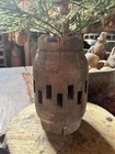 Primitive Hemlock Tree On Old Wood Wagon Wheel Early Cabin Goods