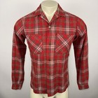 Vintage 50s 60s Mens Shirt Driftwood Creation Loop Collar Rockabilly Wool Small