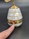 Vintage Bronze Mother Of Pearl Trinket Snuff Box Dish Pear Shape
