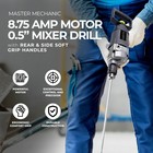 Master Mechanic 8 75 Amp Motor 0 5    Mixer Drill W  Rear   Side Soft Grip Handles