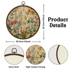Boho Wildflower Round Wall Art Decor  10in Vintage Botanical Landscape Canvas   