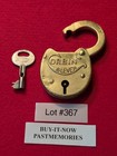  corbin 6 Lever  Brass Padlock W  Key  Old Antique Vintage Lock Lot  367