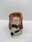 Pixie Elf Pottery Mcm Planter 4 5in Mini Tree Stump Planter Handpainted Vintage 
