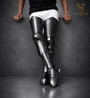Medieval Leg Armor Full Set Metal Steel Wearable Knight Leg Greaves Halloween