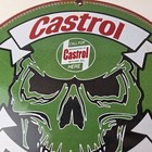Vintage Castrol Sign - Racing Gas Skull Can Gas Porcelain Sign