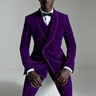 2 Piece Men Velvet Suits Dinner Jacket Formal Pants Shawl Collar Coat Wedding 