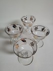 Vtg Libbey Gold Gilt Leaf Sherbert Cocktail Glasses Set Of 4 Mid Century Modern