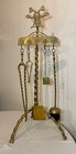 Large Antique 1800 s Ornate Gilt Bronze Brass Fireplace Tool Tongs Shovel Set