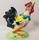2 Vtg Chicken Hen   Rooster Ceramic Figurine Midcentury Japan Country Farmhouse