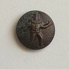 Victorian Brass Picture Button Harlequin Clown Jester Figural Antique