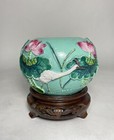 Antique Chinese Famille Rose Brush Washer With Stand
