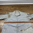 Vintage 1930s Distressed Cotton Plaid Button Down Shirt Sanforized Size Large