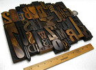 Vintage Letterpress Wood Type Collage A-z Letters  0-9 Numbers And          