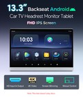 2pcs Active Portable 13 3   Fhd Android 32gb Car Tv Headrest Monitor Wifi Hdmi