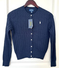 Polo Ralph Lauren Girl   s Cotton Cable Knit Cardigan Navy Size L  12-14  Nwt