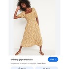 Old Navy Yellow Floral Midi Dress With Puff Sleeves And Pockets Small