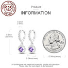 925 Sterling Silver Crystal Dangle Earrings Elegant Square Stone Jewelry  565