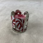 Yankee Candle Metal   Glass Candy Cane Votive Holder Christmas With Black Cherry
