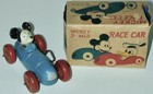 Mickey Mouse Occupied Japan Wind-up Celluloid Tin Race Car In Original Box 1950