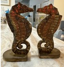 Brass Sea Horse Bookends Set Of 2 Vtg Mid-century Modern Pair Ocean 7 5 