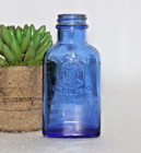 Vintage Milk Of Magnesia Blue Glass Bottle Hand Crafted Old Original  Usa