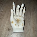 Vintage Palmistry Hand Ring Holder Fortune Chakra Decor Sculpture White   Gold