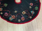 Dark Green Velvet Christmas Tree Skirt With Sequin Embellishments - 48   