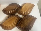 Vintage Set Of 4 Monkey Pod Scalloped Side Handmade Wood Bowls Philippines