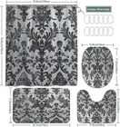 Baroque Floral Black Bathroom Set With Gothic Shower Curtain  Bath Mat  Contour