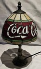 Vintage 15  Coca Cola Tiffany Style Plastic Stained Glass Shade Table Lamp