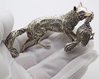 Vintage Italian Handmade Genuine Silver Large Fox W t Game Figurine Sculpture