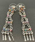 4ctw Sterling Silver Southwest Multicolor Turquoise Coral 2 25    Artisan Earrings