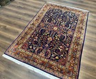 Indo Per sian Sarouk Rug 4x6  Blue And Rust Red