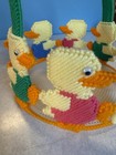 Vintage Handmade Easter Plastic Canvas Yarn Needlework Basket   8 Inch 3d