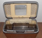 Vintage Samsonite Silhouette Brown Train Case W  Cosmetic Bag Tray Mirror Key