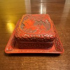 Japanese Red Cinnabar Tsuishu Handcarved Lacquer Box Meiji Period 1868-1912