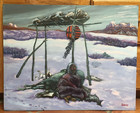 Schatzi  Vintage Native American Indian  Original Painting On Board  24  X 30  