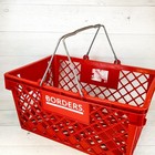 Borders Books Retail Book Store Red Market Shopping Basket 18 X 12 X 9 