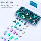 Litmind Turquoise Iridescent Stained Glass Mosaic Tiles 