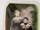 Cabinet Photo Of 2 Ladies 1880s Colorized  With Beveled Glass Attached To Photo