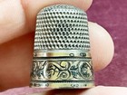 Antique Simons Bros  Gold Band Sterling Silver Thimble Sz  10