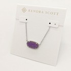 New Kendra Scott Elisa Silver Pendant Necklace In Purple Drusy