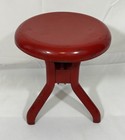 Old Vintage Red Metal Milking Stool 3 Leg Foot Stool Plant Stand