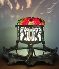 1920s Art Deco Czech Glass Fruit Basket Table Lamp Large