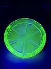 Vintage Green Uranium Glass Coaster With Scalloped Edges Glows Under Black Light