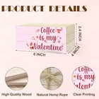 3 Pcs Valentines Day Coffee Wooden Signs Decor  Valentines Day Wooden Block 