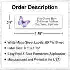 400 Return Address Labels Personalized Printed 1 2 X 1 3 4 Purple Butterfly