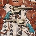 Hubley Texan  38 Cap Toy Guns Turquoise And Holster Set   1955 Rare Item