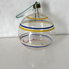Vintage 1950   s Unsilvered Striped Christmas Ornament 3  Lot Of 2